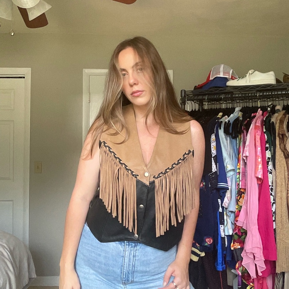 MOB Genuine Leather Vintage Fringe Vest